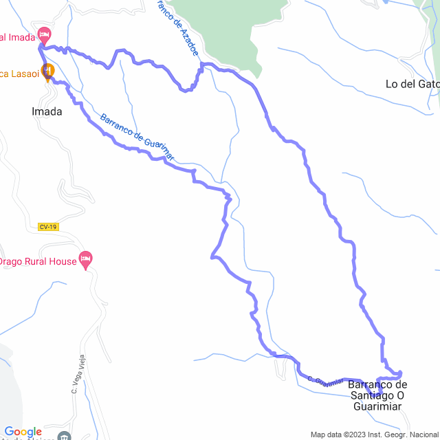 Hiking map of the trail footpath: Alajeró/Guarimiar -Lasadoe - Imada - Guarimiar