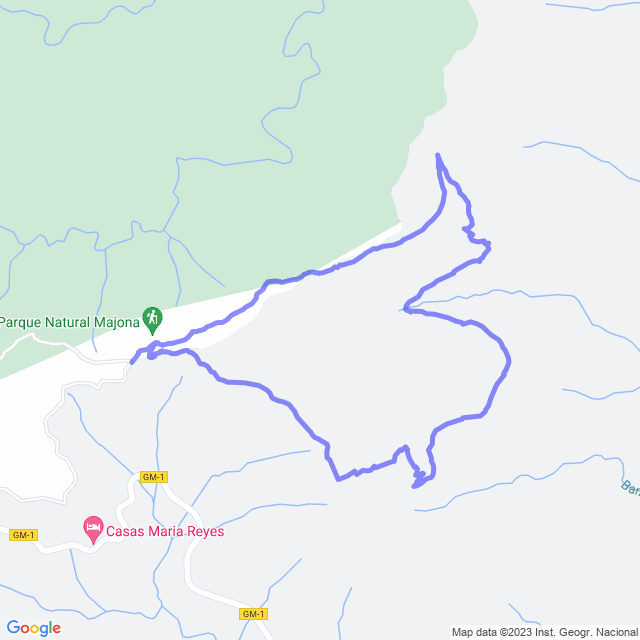 Hiking map of the trail footpath: San Seb/Laguerode - Bco de Cheremía - Aluse - Laguerode
