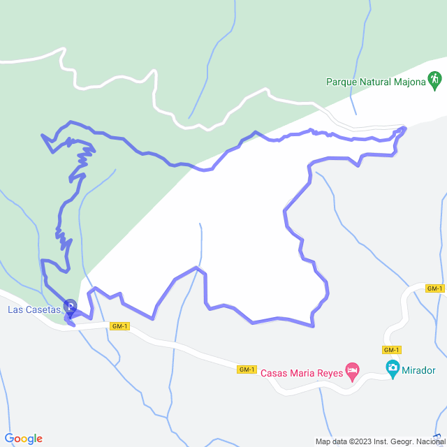 Hiking map of the trail footpath: San Seb/Las Casetas - Laguerode - Las Casetas