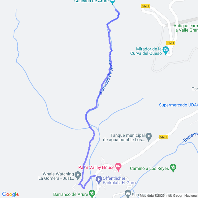 Hiking map of the trail footpath: Valle Gran Rey/El Guro - Barranco de Arure