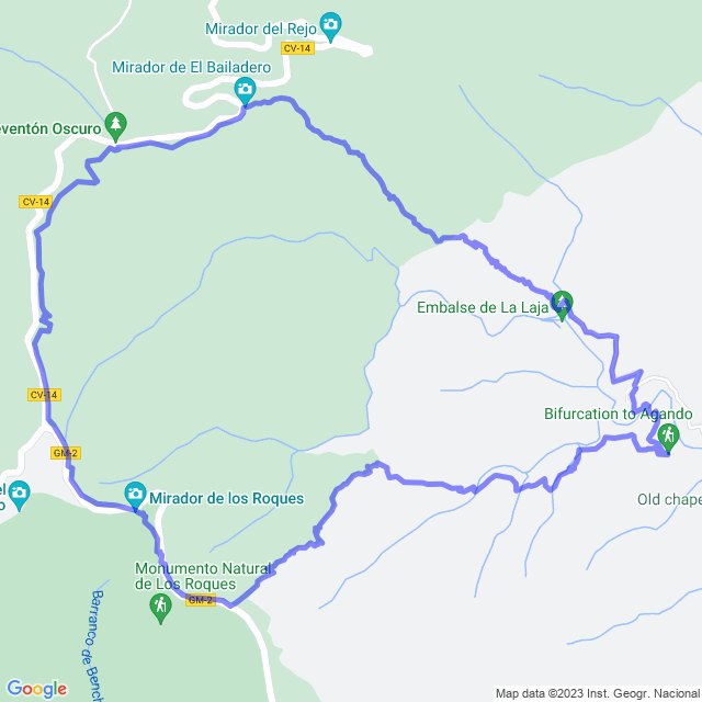 Hiking map of the trail footpath: San Seb/La Laja - Bailadero - Agando - La Laja
