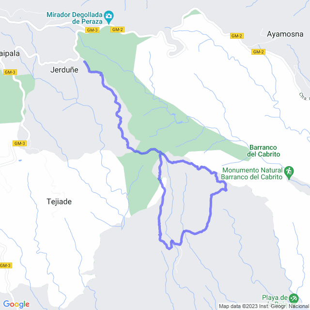Hiking map of the trail footpath: San Seb/Jerduñe - Tacalcuse - Morales - Contreras - Jerduñe