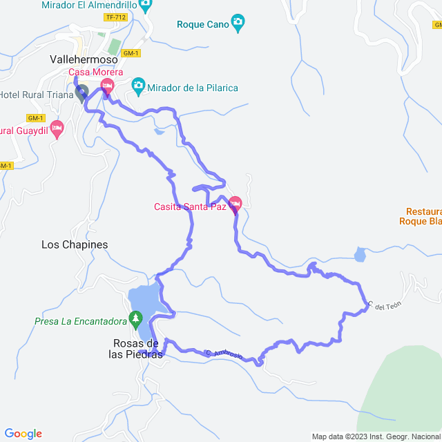 Wander-Karte auf pfad: Vallehermoso - La Encantadora - Ambrosio - El Tión - Vallehermoso
