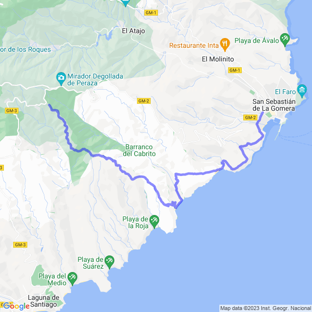 Wander-Karte auf pfad: San Seb/Jerduñe - Morales - El Cabrito (Playa) - La Guancha - San Sebastián