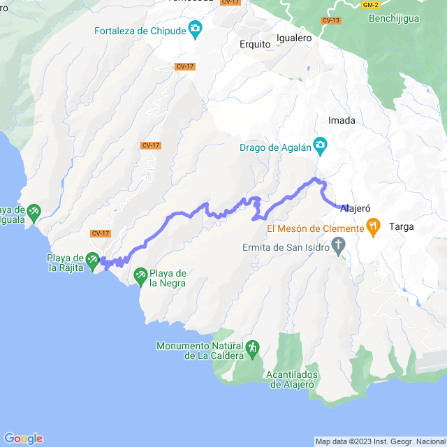 Wander-Karte auf pfad: La Dama - Arguayoda - La Manteca - Los Almácigos - Alajeró